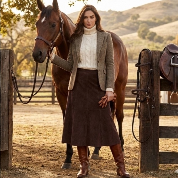 Marc Aurel Dresses & Skirts - Chocolate Brown Suede Leather Maxi Skirt Vintage Quiet Luxury Euro Designer